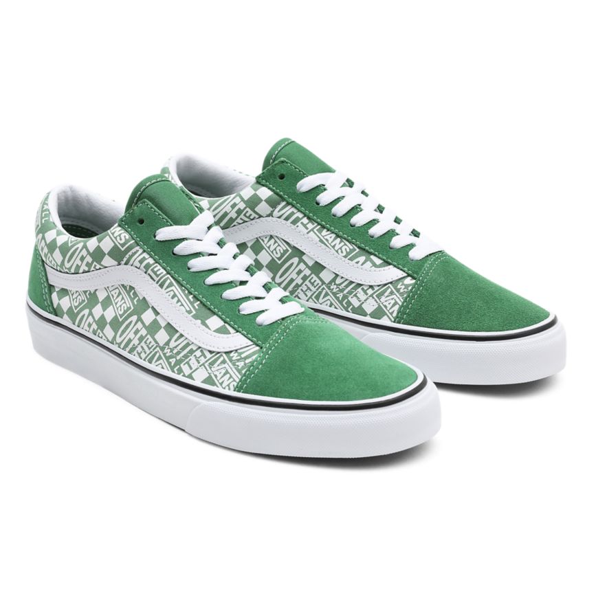 Vans Off The Wall Old Skool Herr Gröna/Vita - Vans Classics Online (JQPGO0567)